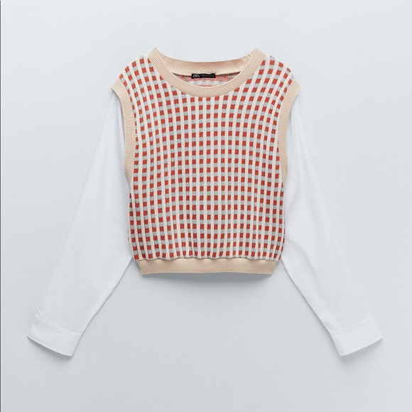 ZARA contrast jacquard top - Picture 2 of 6